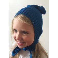Pom Pom knit bonnet - Blue